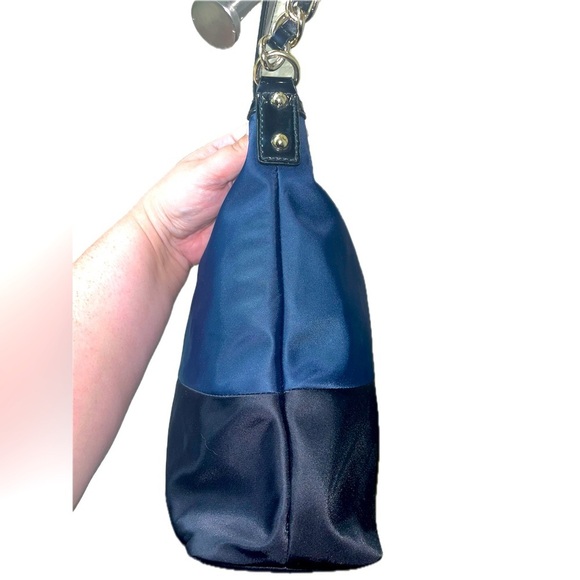 HP 🎉Kate Spade Blue Black Color Block Nylon Serena Top Handle Handbag Hobo Purse - Picture 5 of 16